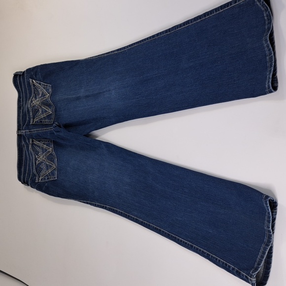 Wrangler Q-Baby No Gap Waistband Bootcut Blue Jeans Size  9/10 x 32 - Picture 12 of 17